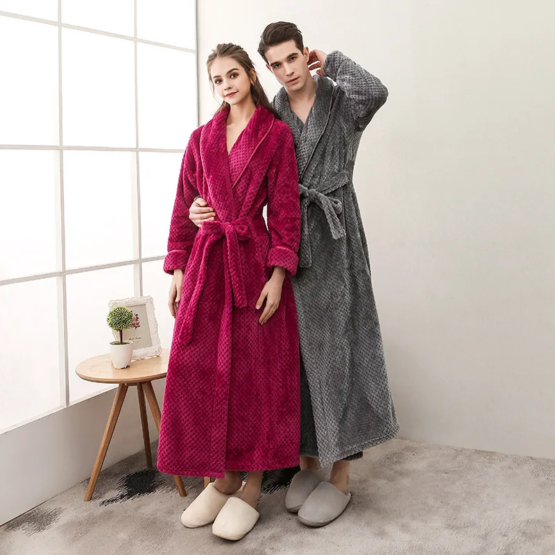 Winter Sleepwear Warm Soft Velvet Robe Women Fluffy Fleece Bathrobe Long Dressing Gown