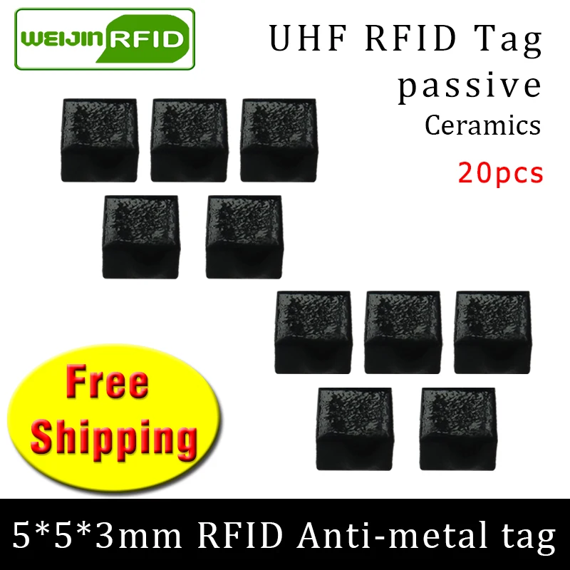 UHF RFID Метка 915 м 868 EPC ISO18000 6c 20 шт. Бесплатная доставка инструменты управления 5*5*3 мм