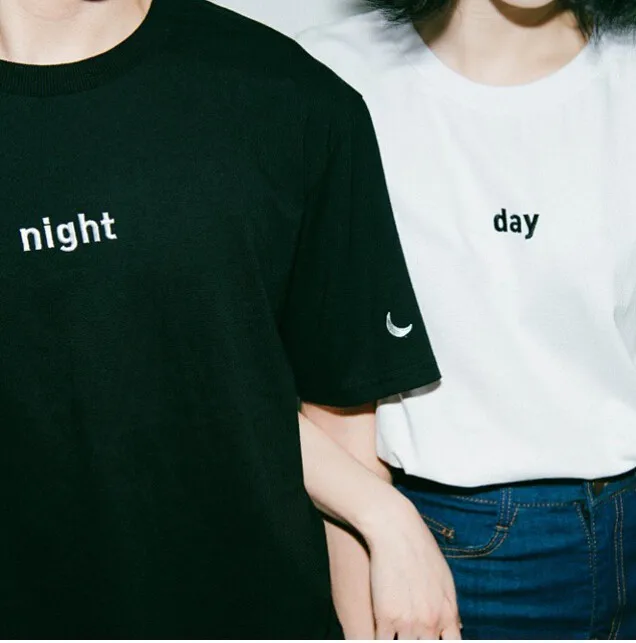 

2015 summer Harajuku embroidery letter moon night day sun leisure College Wind women T-shirt