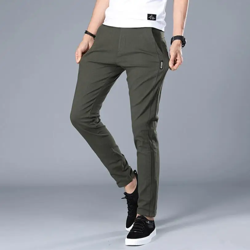 

Brand Men's cotton Casual Pants Men 2021 Spring summer High Quality Business Trousers Mens Straight thin Pant male w1852