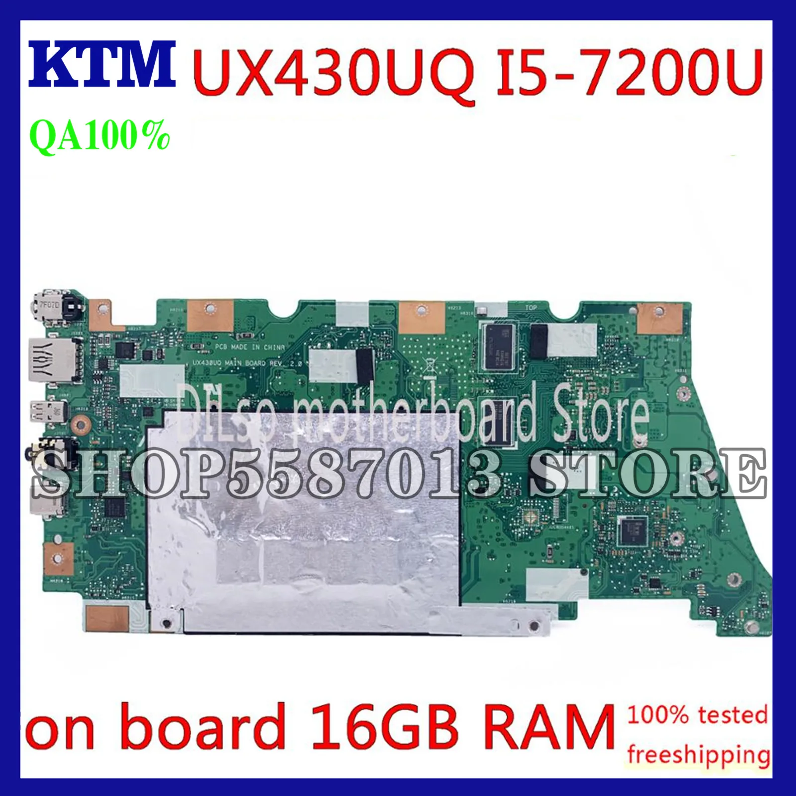 

KEFU UX430UQ Motherboard For ASUS UX430U UX430UA UX430UQR UX430UN UX430UAR Laptop Motherboard original i7-7500u 8GB 100% Test