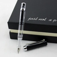 new fountain pen transparent piston 3008 ink pen iridium 0 380 5mm silver clip office gift ink pen