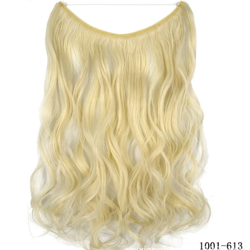 

Natural Synthetic Halo Hair Extensions No Clip In Artificial Fake Blonde Brown Black Wavy False Hair Piece hair tools hair