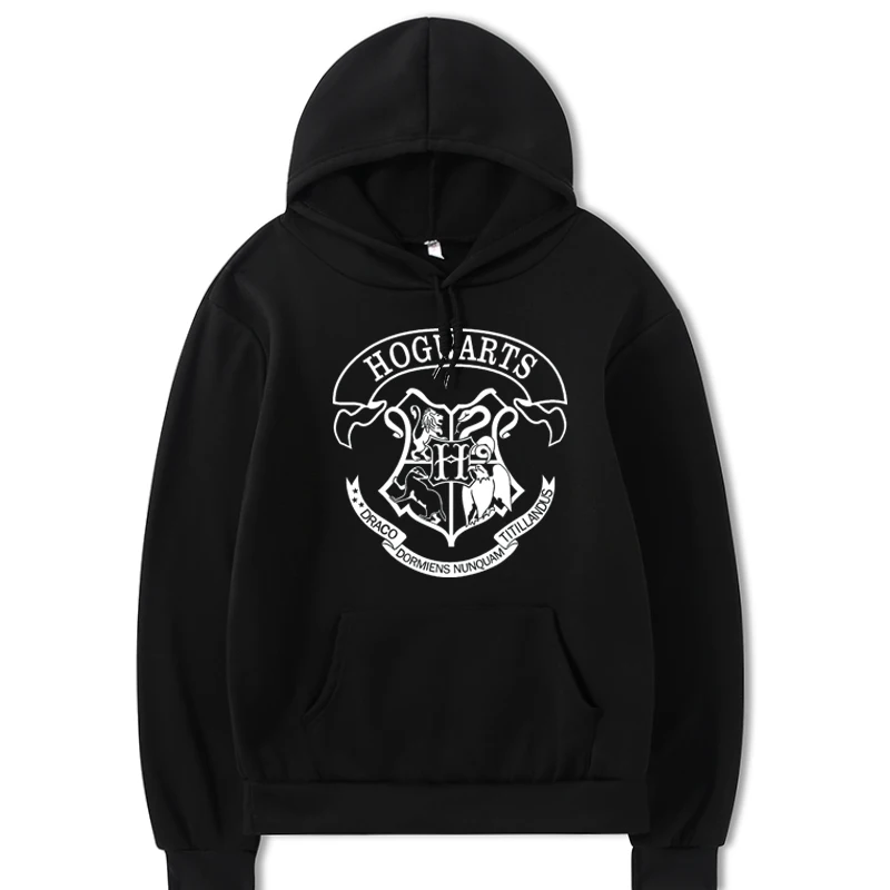 

HOGWARTS Print Sweatshirts Women Men Hogwarts Deathly Hallows Hoodie Women Furry Lined Fashion Jacket