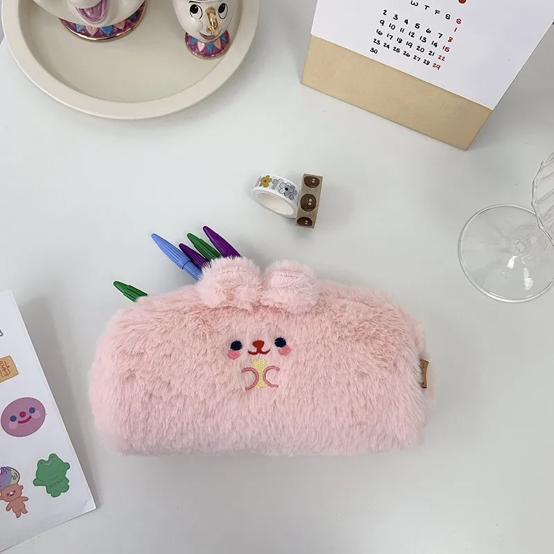 Корейский плюшевый чехол в виде кролика тканевые качественные школьные