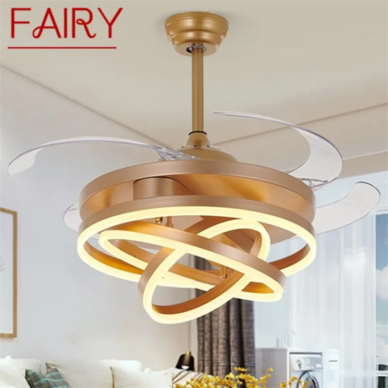 

FAIRY Ceiling Fan Light Without Blade Lamp Remote Control Modern Creative Gold For Home Living Room 120V 240V