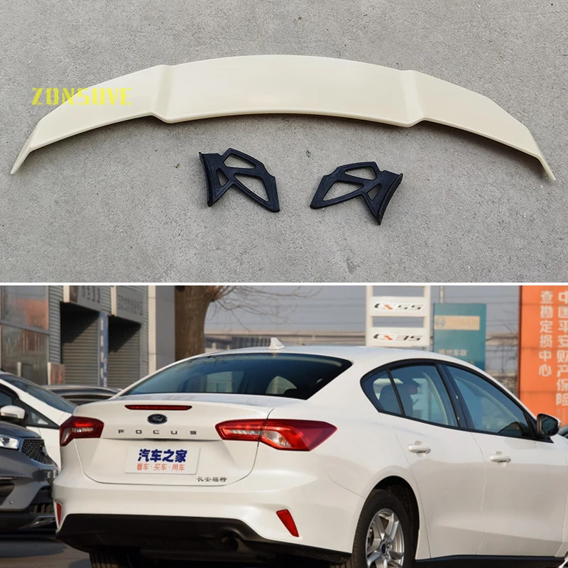 

Подходит для Ford Focus 2017-2022, спойлер, комплект аксессуаров для заднего крыла автомобиля, седана, АБС-пластик