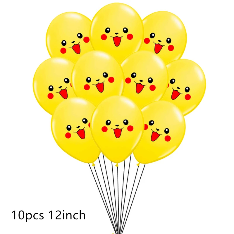 10pcs 12inch Новинка 12 дюймов Мультяшные шары Пикачу pokemon go expression шарики для день рождения вечерние украшения для детского душа детские игрушки в виде героев - Цвет: 10pcs 12inch