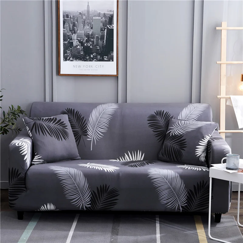 

Stretch Black Leaves Sofa Slipcover Elastic Sofa Covers for Living Room Funda Sofa Chair Couch Cover Home Decor 1/2/3/4-Seater