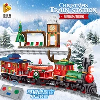 construction trains toys 1217pcs remote control christmas train building blocks moc bricks electric rail train model kits gifts