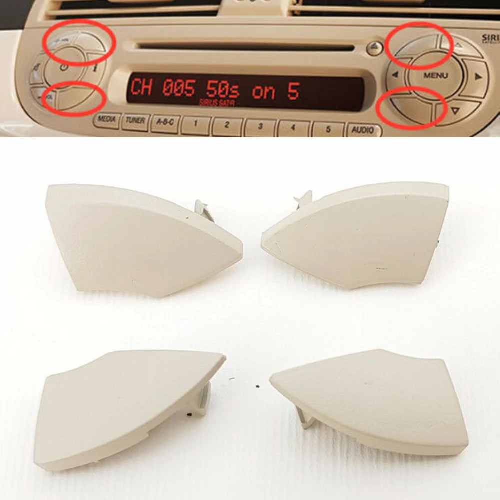 

4 pcs Trims cover For Fiat 500 radio cd Button buttons trims parts High Quality