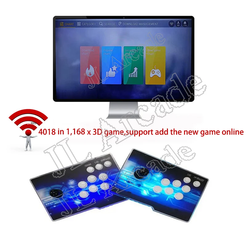 

Pandora 3D аркадная коробка 8000 в 1 WiFi функция экономии Нулевая задержка 8 кнопок контроллер джойстика PCB 300 шт. 3D игры