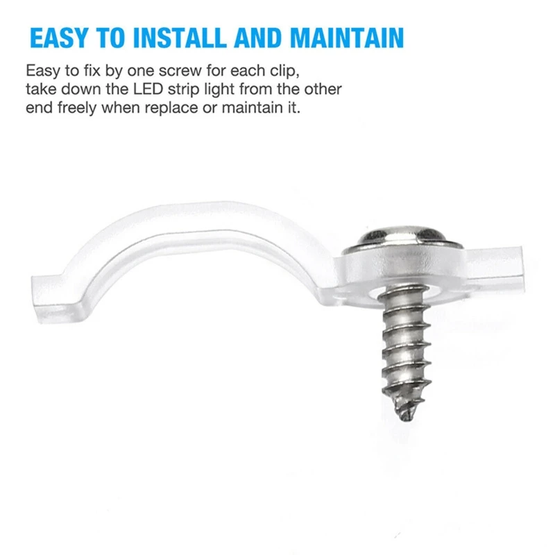 

100 Pieces Clear One-Side Fixing Clips Strip Light Mounting Brackets for Fixing 3528/5050 LED Waterproof Strip Light