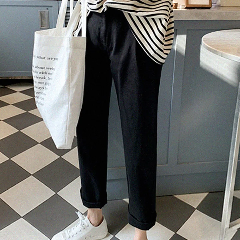 

Limiguyue Breathable Cotton Linen Pants Women Summer High Waisted Thin Overalls Harem mom pants Business Trouser Suits K1448