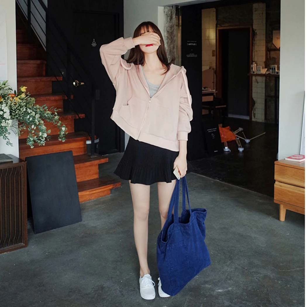 Модная укороченная куртка с капюшоном 2019 Женская толстовка на молнии уличная