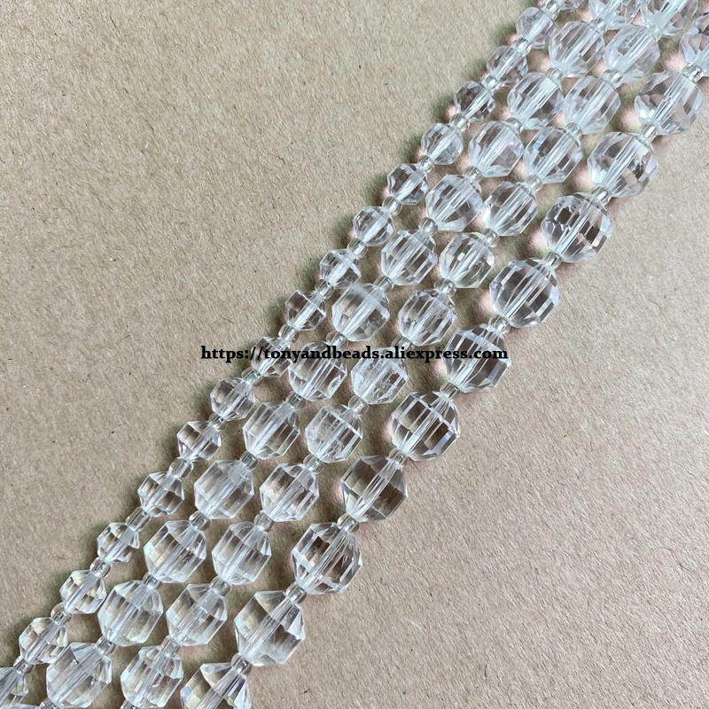 

Semi-precious Stone American Football Faceted AA Quality Clear Crystal 7" Round Loose Beads 6 8 10 mm