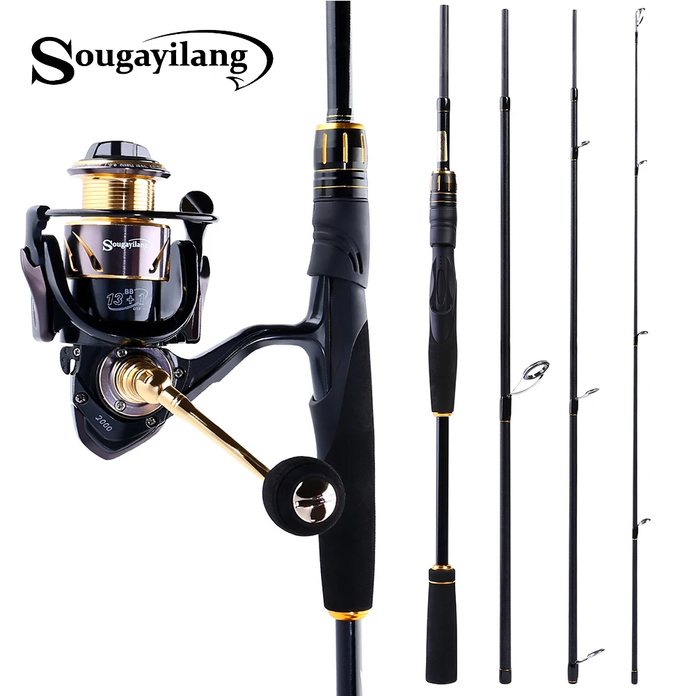 Sougayilang 2 1 М 4 секции рыболовной удочки и Катушка для спиннинга Катушки углерода