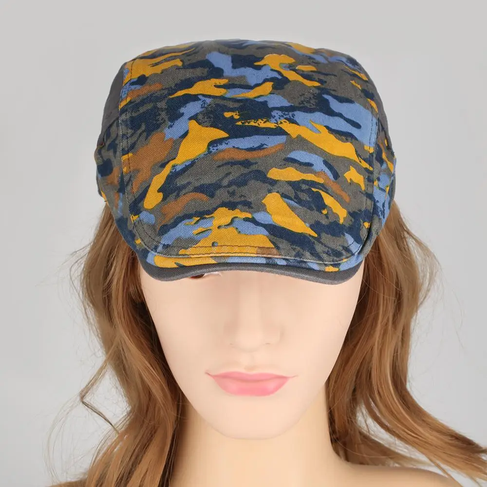 Берет мужская шляпа серая хлопковая камуфляжная летняя креативная на плоской