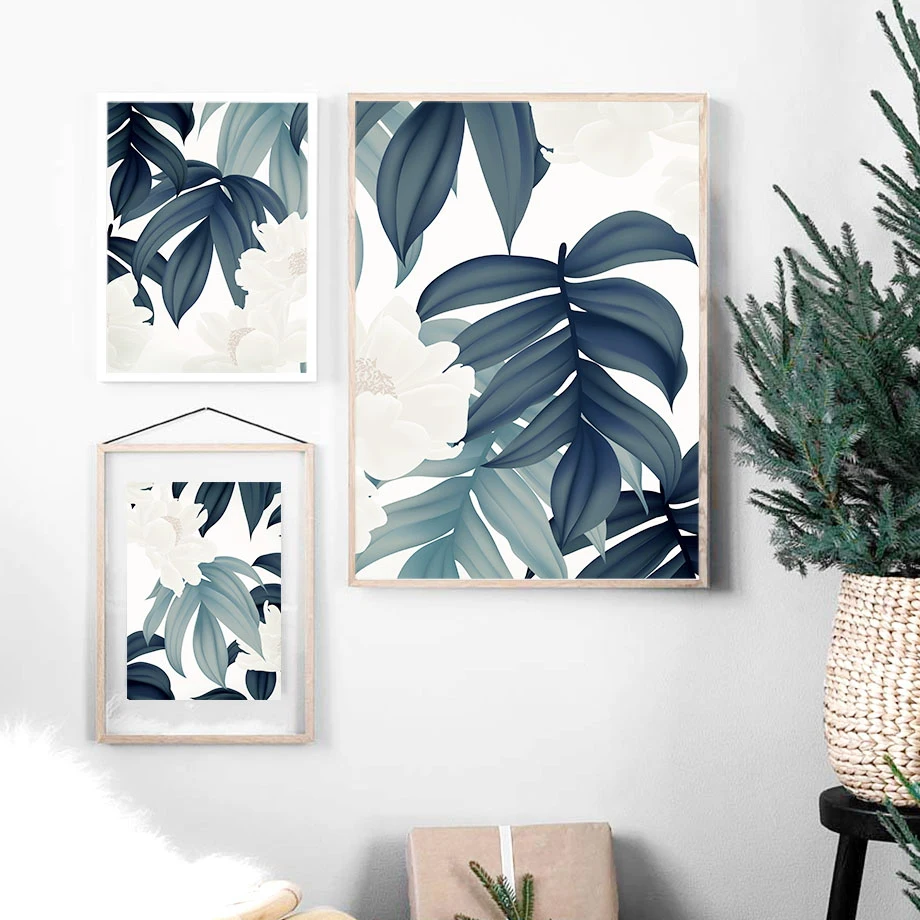 

Plant leaves Lily flower Minimalism Wall Art Canvas Painting Nordic Posters And Prints Wall Pictures For Living Room Decor