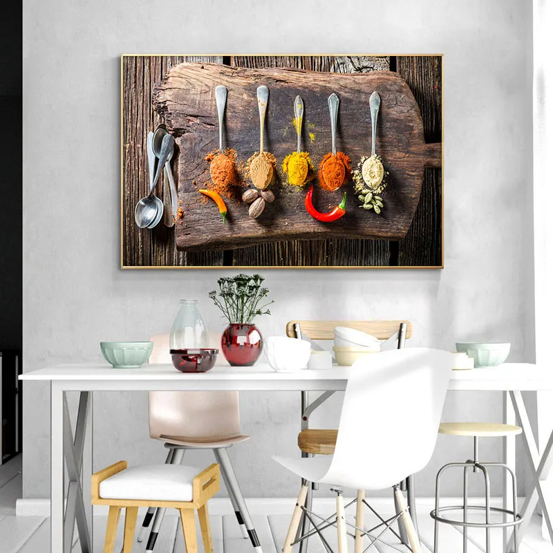 Кухонная Картина на холсте различные специи Куадрос скандинавские постеры и