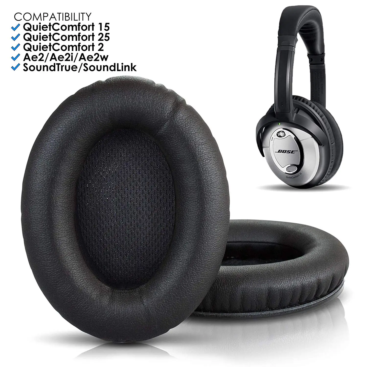 Сменные мягкие губчатые амбушюры для наушников BOSE QC2 QC25 QC35 QC15 AE2 SoundLink SoundTrue Around-Ear II