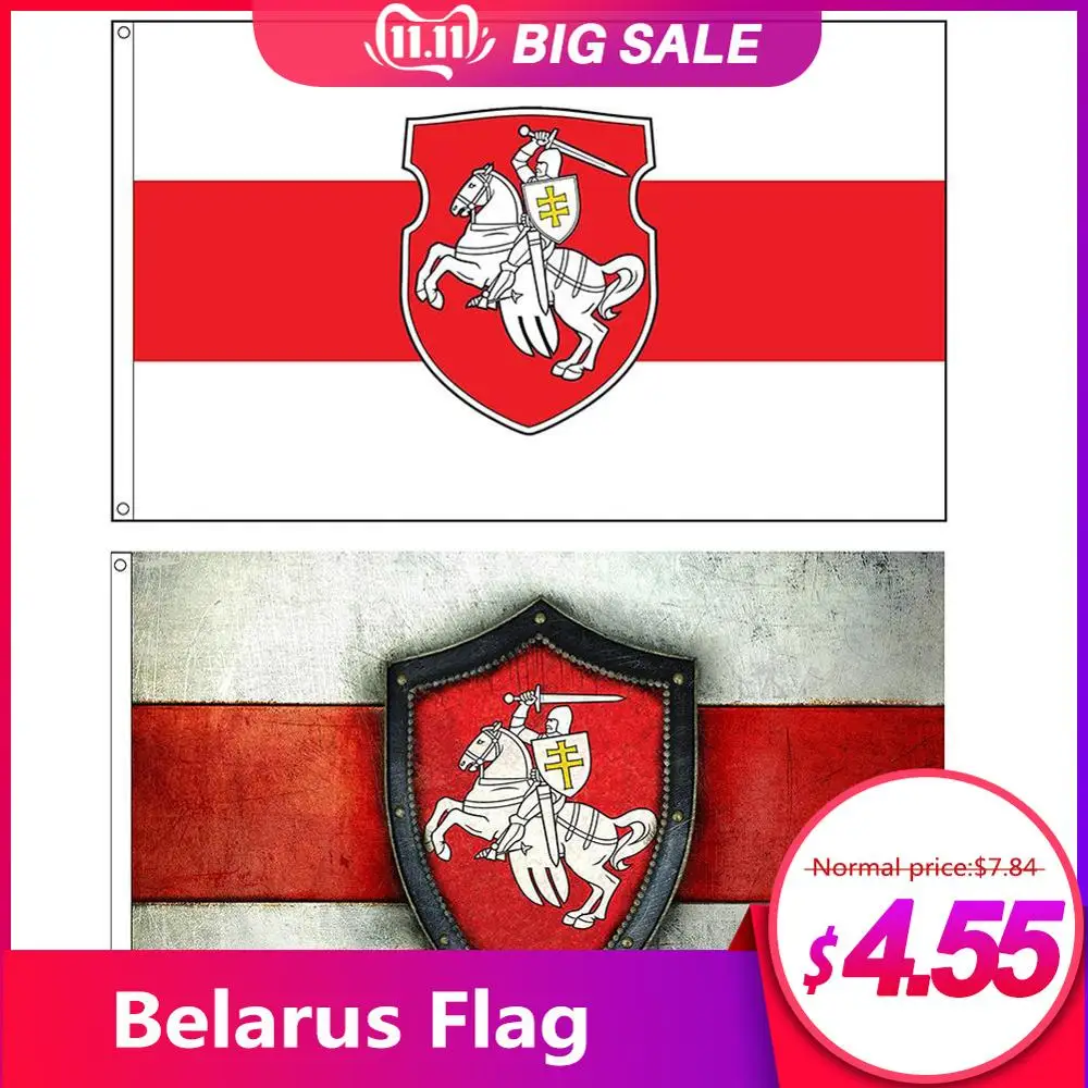 

2020 White Knight Flag Of Pagonya Belarus Polyester Fiber Flag Garden Flag Event Office Home Decoration Banner Horse Flag Banner