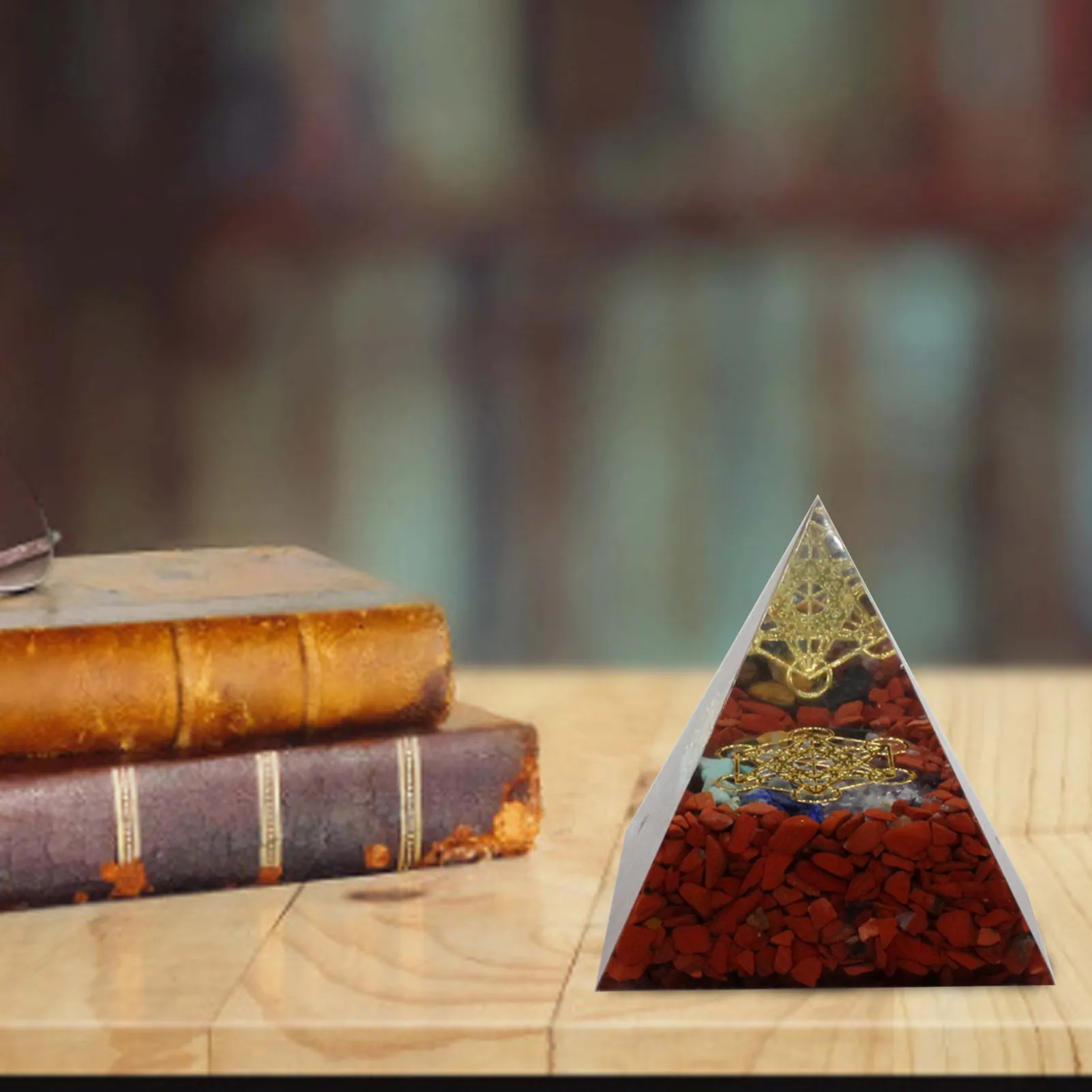 

Natural Gravel Crystal Ogan Energy Pyramid Ornaments For Home Decoration To Gather Wealth And Prosperity Resin Decor