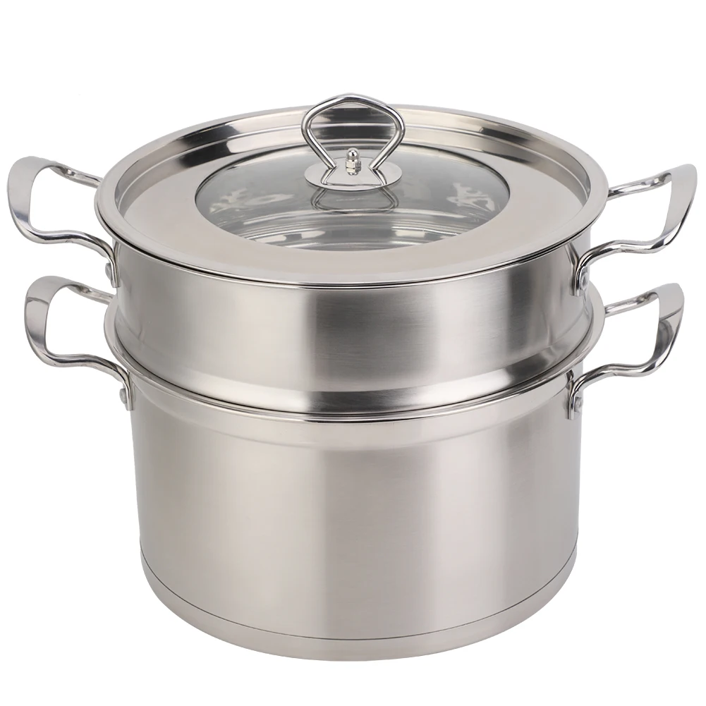 

26CM Stainless Steel Thickened Double Bottom Double Layer Food Steamer Pot Stockpot Cookware Household Cooking Tool