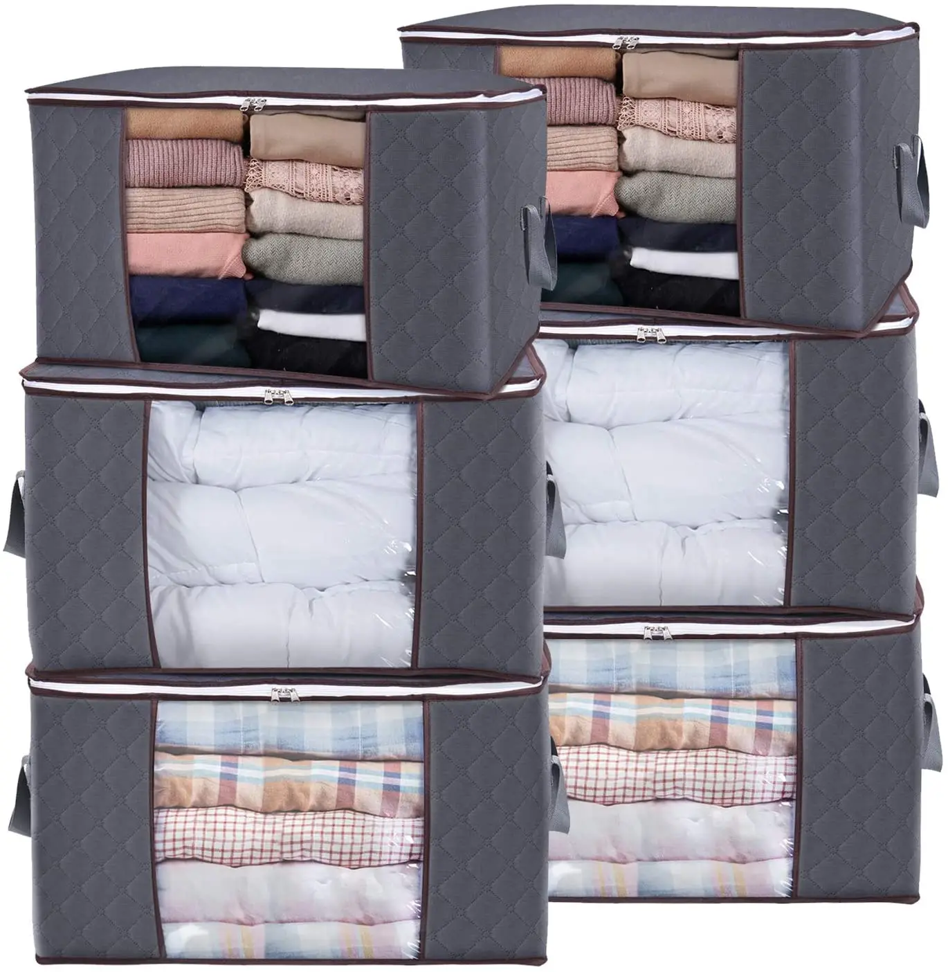 

Clothes Organization and Storage Containers for Bedding, Comforters, Foldable Organizer with Reinforced Handle,Sturdy Zippers