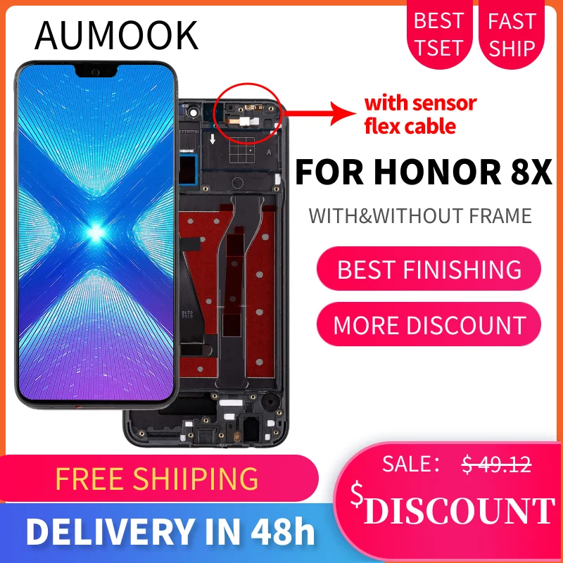 

ЖК-дисплей для Honor 8X, экран с дигитайзером в сборе с рамкой, сменная деталь для Honor 8X, ЖК-дисплей, телефон