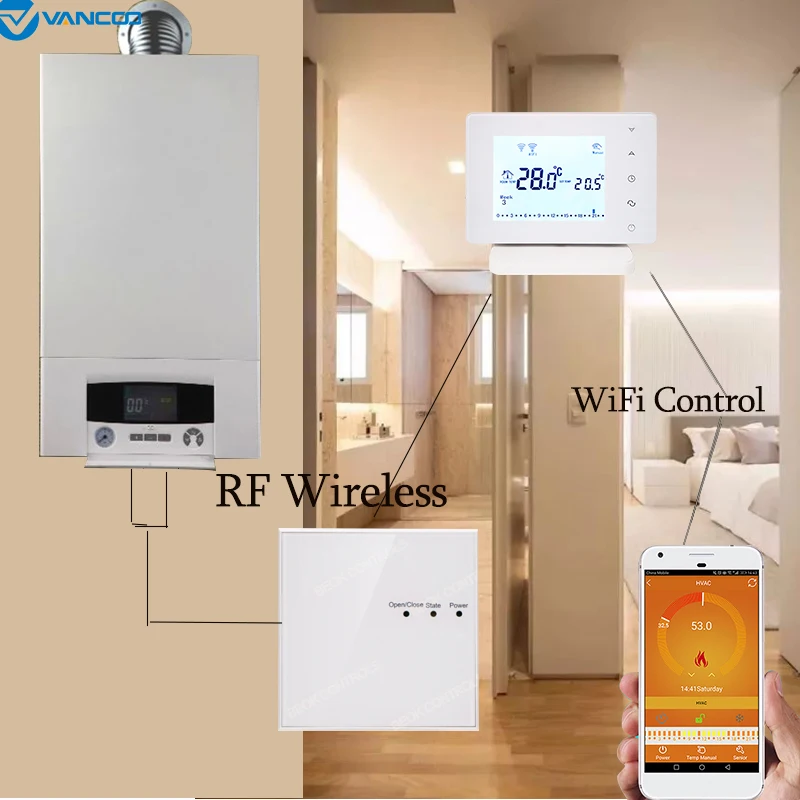 WiFi& RF беспроводной Комнатный Термостат Программируемый Регулятор температуры Газовый Котел Отопление дистанционное управление контроль температуры Лер