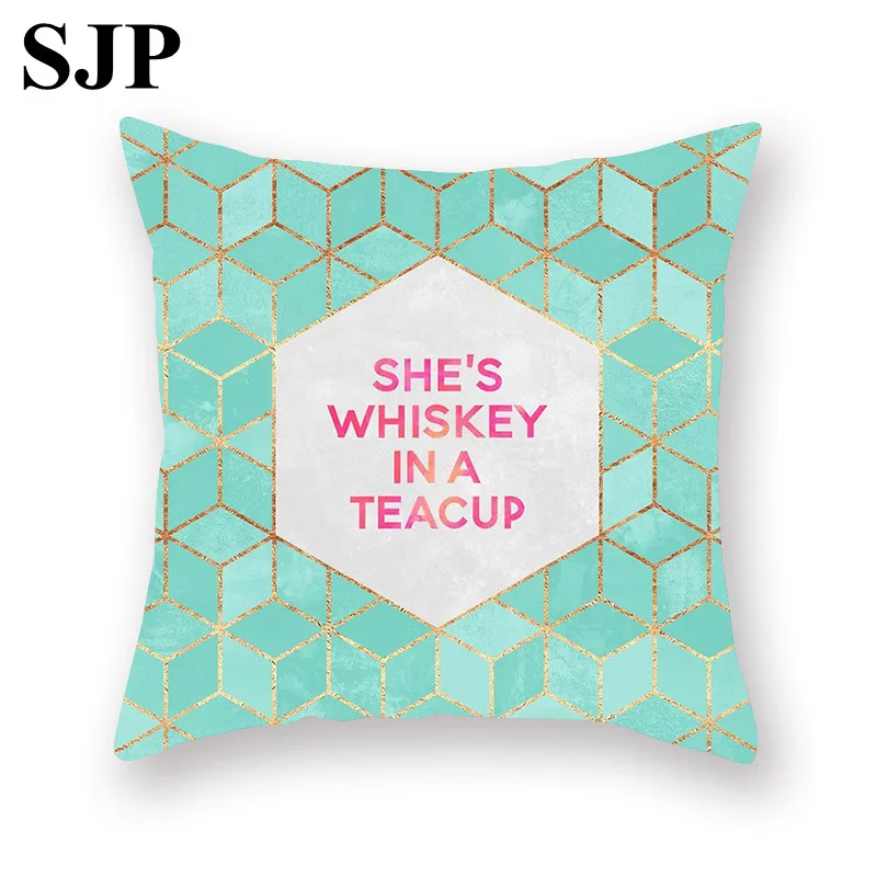 45*45 см мятно зеленый геометрический чехол для подушки с принтом полиэфирная