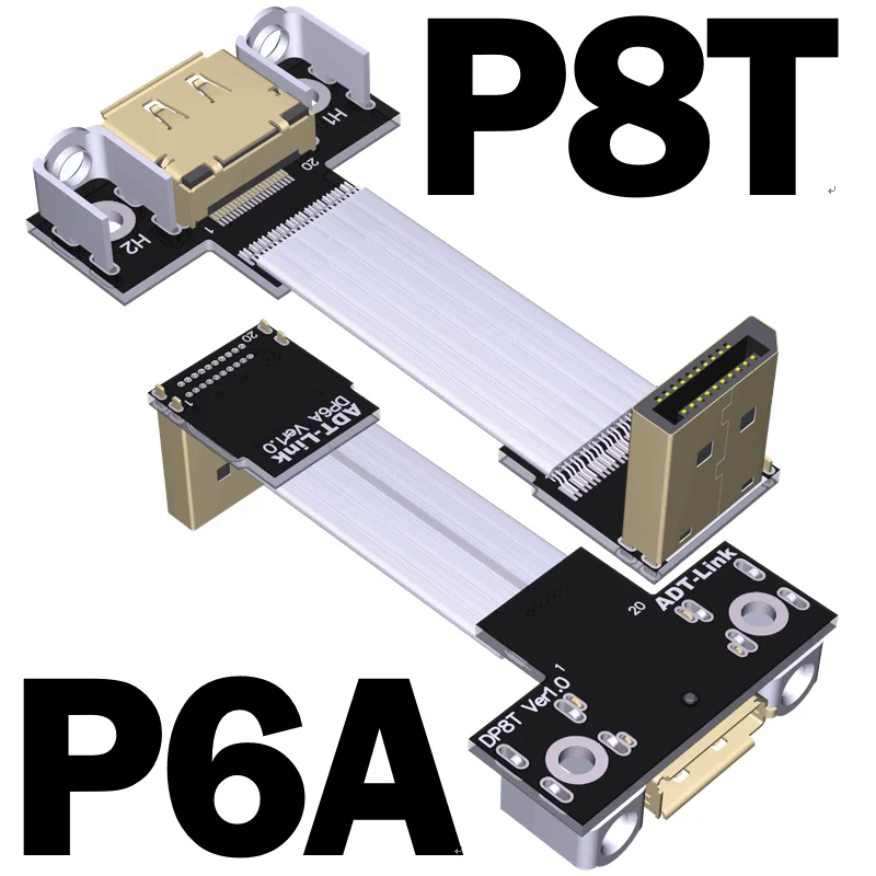 Displayport с видом от первого лица С ПЛОСКИМ КАБЕЛЕМ DP крышкой вверх/вниз скошенная