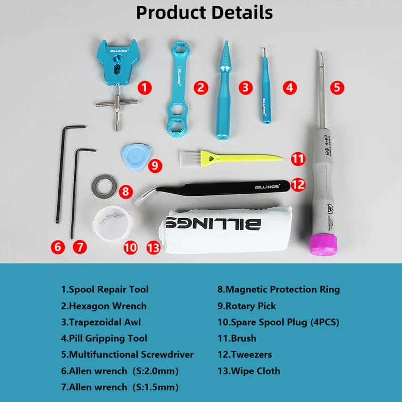 

DIY Baitcasting Fishing Reel Material Repair Kits Combo Maintenance Tools Spool Dismantling Device Z