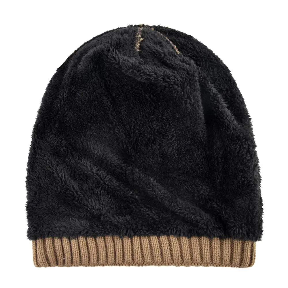 Зимние шапки бини для мужчин Однотонная вязанная Цвет полосатый капот мужские и