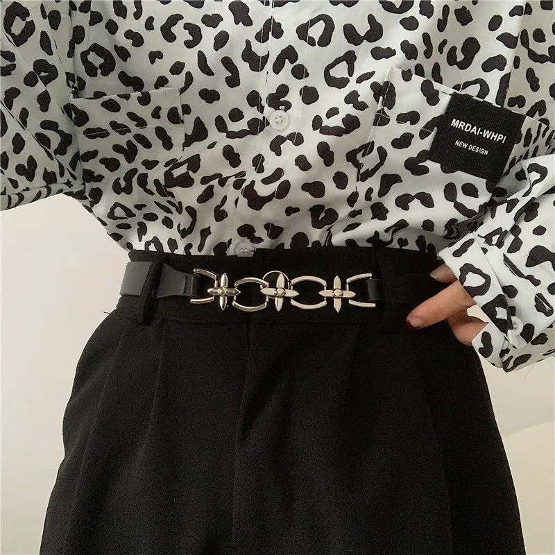 Европейские и американские кожаные металлический ремень со строчкой модную