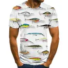 Футболка Мужскаяженская с 3D принтом рыбы, Повседневная модная короткая рубашка в стиле хип-хоп, крутая молодежная майка с рукавами, лето