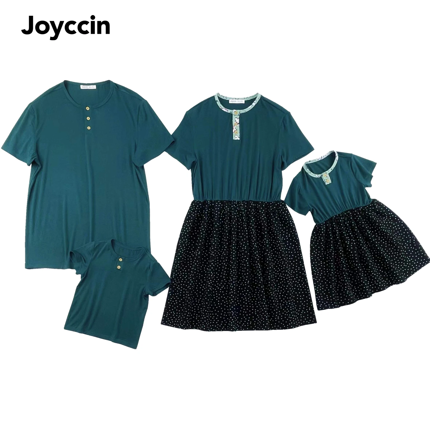 Joyccin Семейные одинаковые наряды в горошек с принтом Платья для мамы и дочки папа