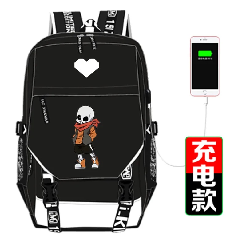 Рюкзак унисекс под ноутбук с принтом скелета и USB-портом |