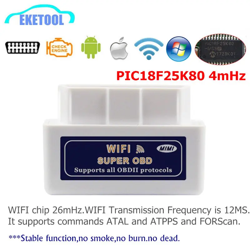 ELM327 WIFI V1.5 PIC18F25K80 4 МГц Автомобильная диагностика работает со смартфоном Android/iOS ELM