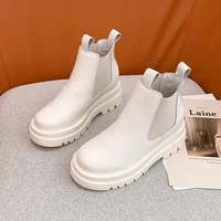 winter warm women boots leather thick sole black casual elastic working womens shoes new fashion non slip motorcycle nude boots