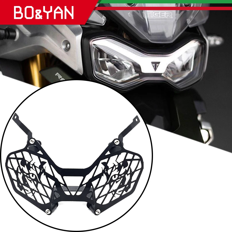 

For triumph Tiger 900 900GT Rally Pro tiger900 2020 Motorcycle Headlight Grille Guard Light Protector Cover TIGER LOGO Cover