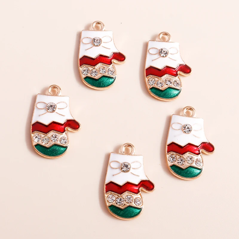 10 шт. эмалированные Рождественские Подвески в виде перчаток 20 х13 мм | Украшения и