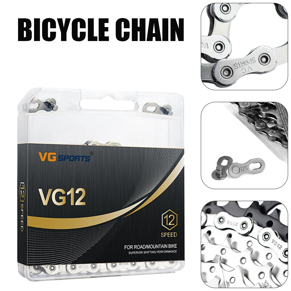 

VG Sports Bicycle Chain 12 Speed 126 L Ultralight Half Hollow MTB Road Bike Chain Cycling Accessories Non-openwork Bicycle Parts