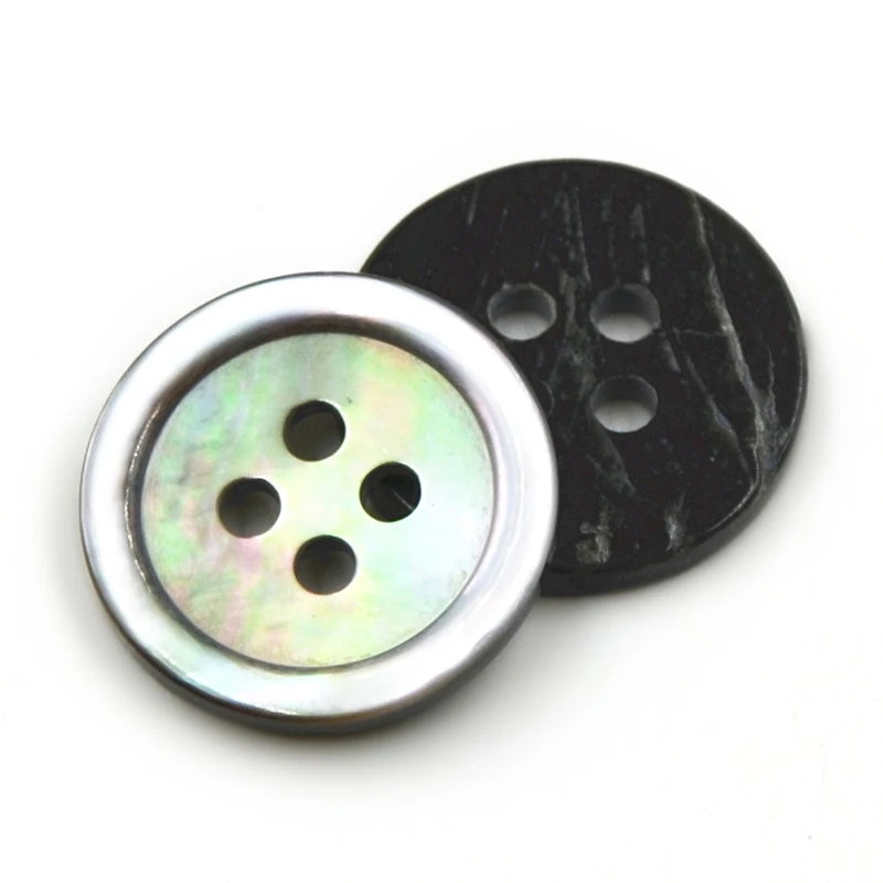 10 шт. пуговицы из натуральной ракушки черные бабочки круглые с четырьмя глазами