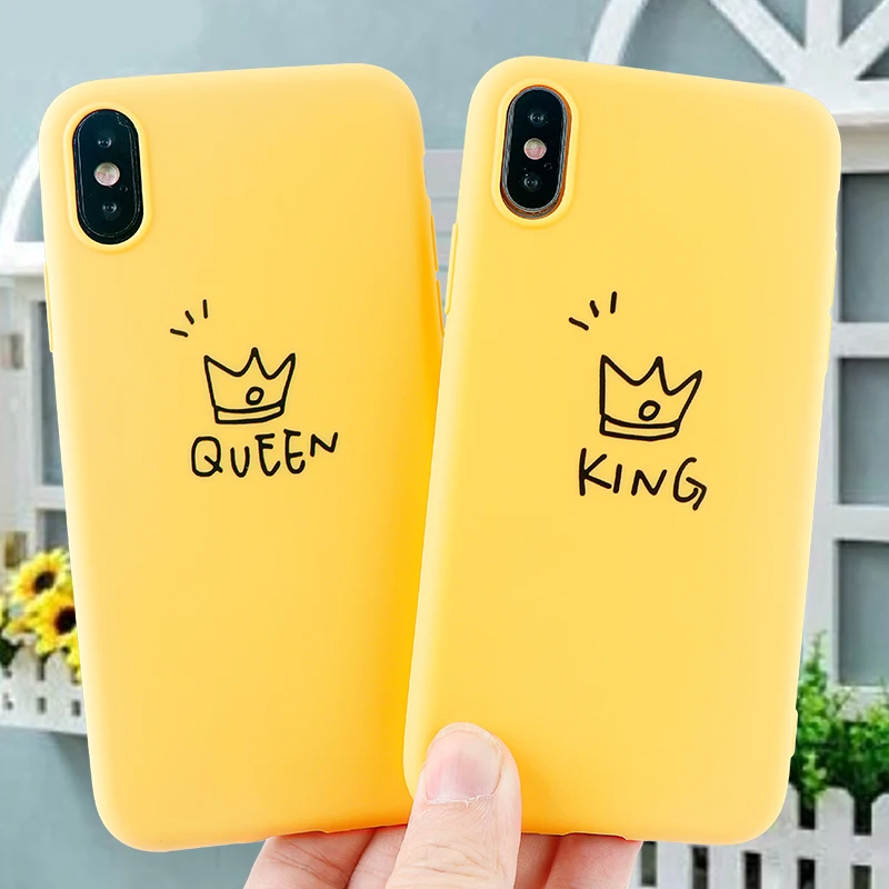 Модные чехлы для сотовых телефонов iPhone 6S 7 8 11 Plus Pro X XS MAX XR плотный чехол King queen Crown
