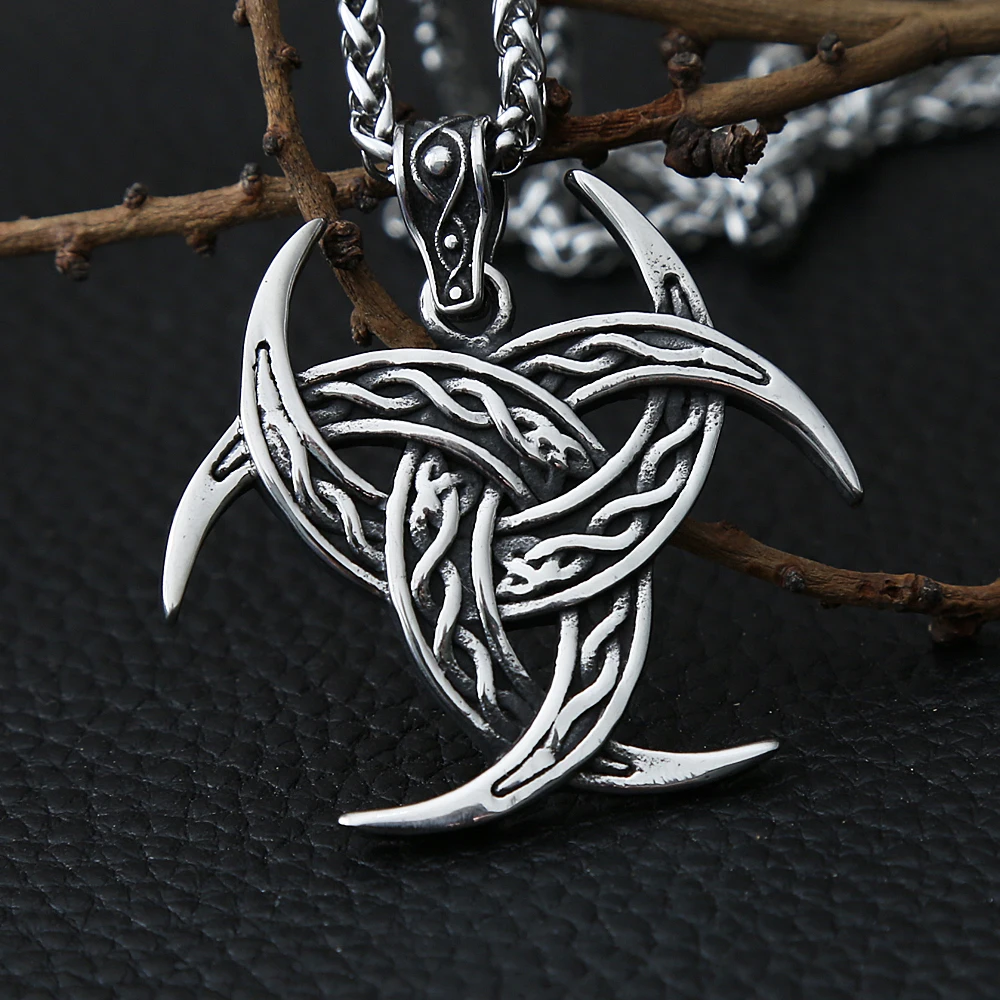 

Vintage Viking Odin Knot Necklace Mens Chain Punk Street Nordic Stainless Steel Celtics Knot Necklace and Pendant Free Shipping