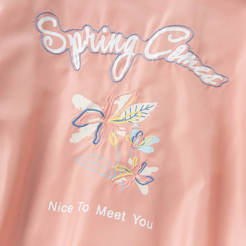 

DKY16559 dave bella spring kids girls fashion 5Y-13Y floral letter coat cute children tops high quality outerwear