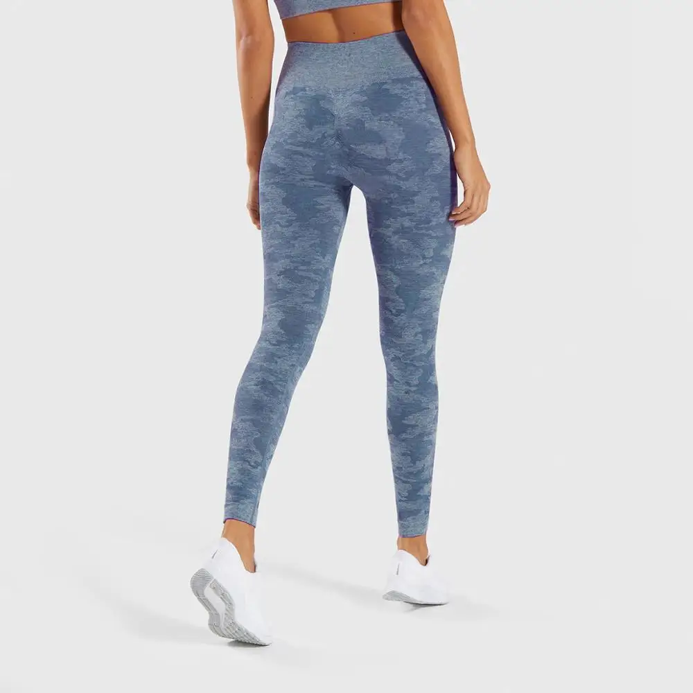 Женские бесшовные штаны для йоги с высокой талией леггинсы бега камуфляжные