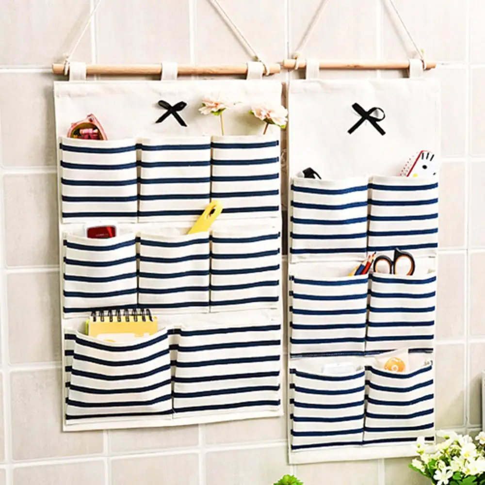 

6/8 Pockets Cotton Linen Fabric Wall Door Hanging Bag Organizer Storage Pouch
